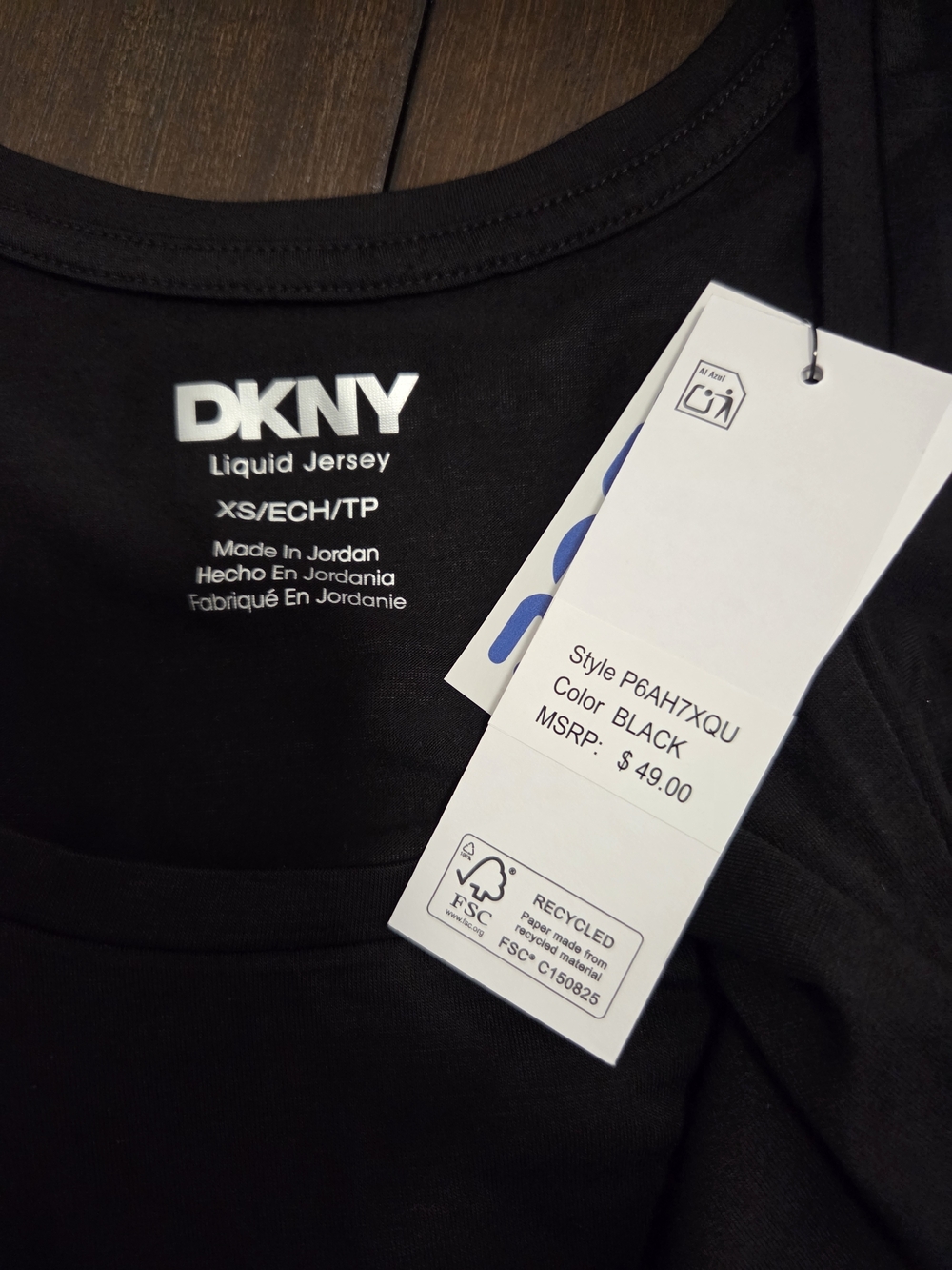 DKNY Black Liquid Jersey Tank Top - Slim Crew